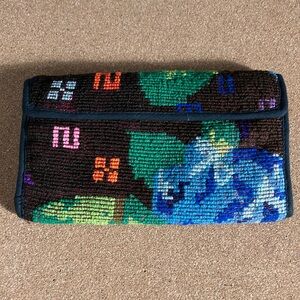 Floral Needlepoint foldable wallet- great condition​